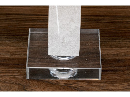 Fangio Lighting Stacked Block Crystal And Snow Marble Table Lamps