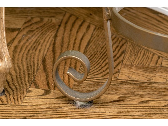 Elegant Aluminum And Glass Side Table