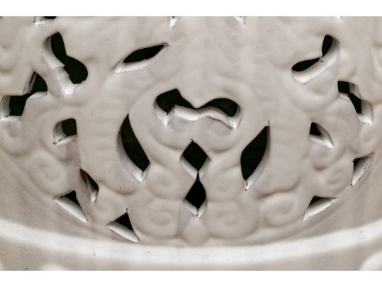 Chinese Blanc De Chine Pierced Ceramic Garden Stool