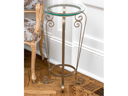 Elegant Aluminum And Glass Side Table