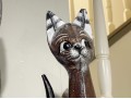 Hand Carved And Painted Wooden Cat Figurines