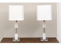 Fangio Lighting Stacked Block Crystal And Snow Marble Table Lamps