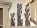 Hand Carved And Painted Wooden Cat Figurines