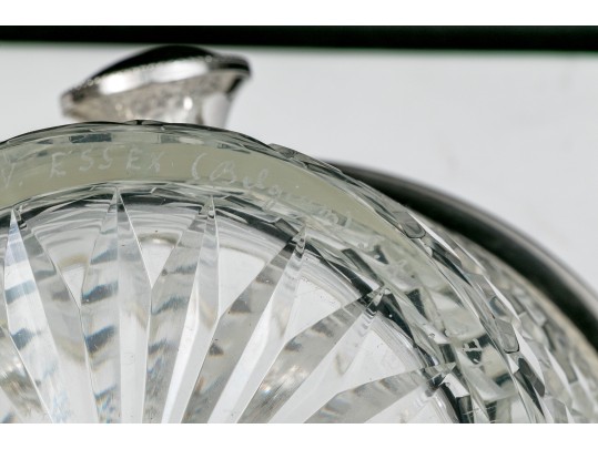 Silver Plate Mounted Cut Crystal Wine Cooler