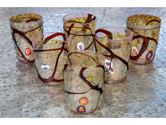 Fantastic Set Of 6 Artisan Signed Glass Tumblers