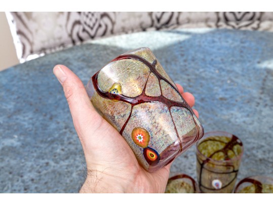 Fantastic Set Of 6 Artisan Signed Glass Tumblers