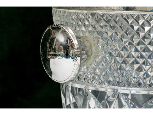 Silver Plate Mounted Cut Crystal Wine Cooler