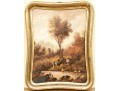 Antique Oil On Copper Painting, Figural Landscape, For Restoration