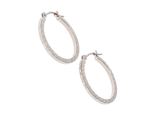 Simple 14K White Gold Hoop Earrings