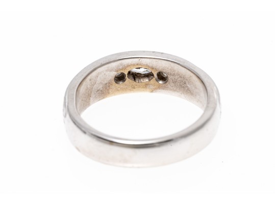 Handsome 14K White Gold Diamond Set Band Ring, Size 7.75