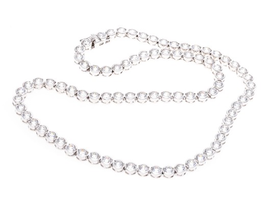Sterling Silver And Zirconia Line Necklace