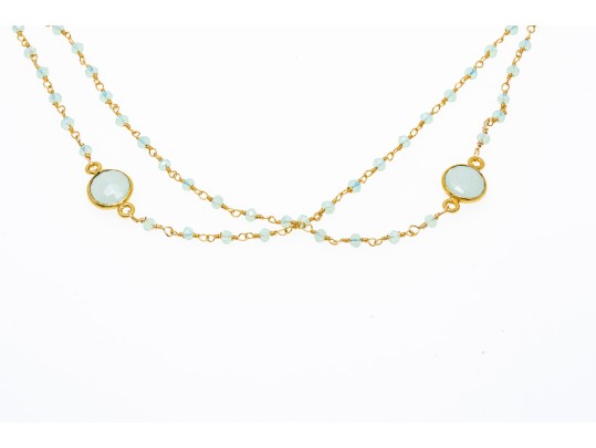 Sterling Vermeil And Blue Chalcedony Necklace