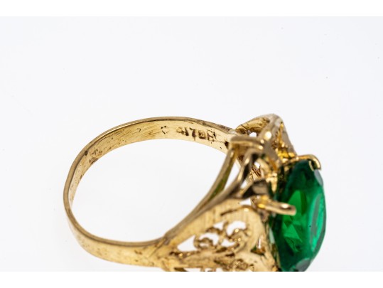 Delicate 14K Filigree And Diamond Cut Ring, Size 6