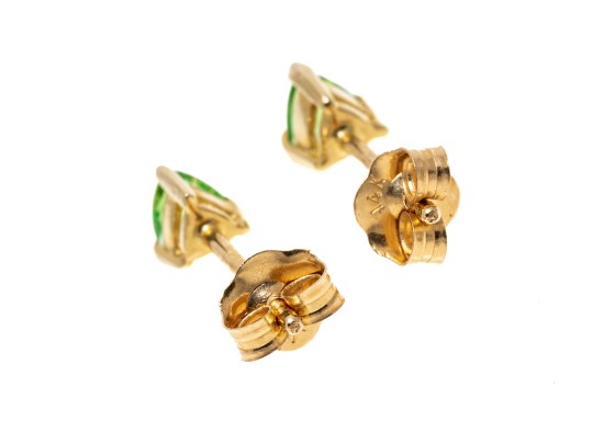 14k Yellow Gold Lot Of Five Stud Earrings, Including Blue Topaz, Rubies