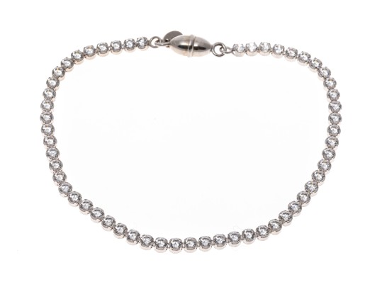 Sterling Silver Lovely Round Brilliant Cut CZ Line Bracelet