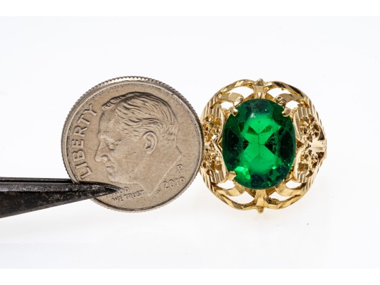 Delicate 14K Filigree And Diamond Cut Ring, Size 6