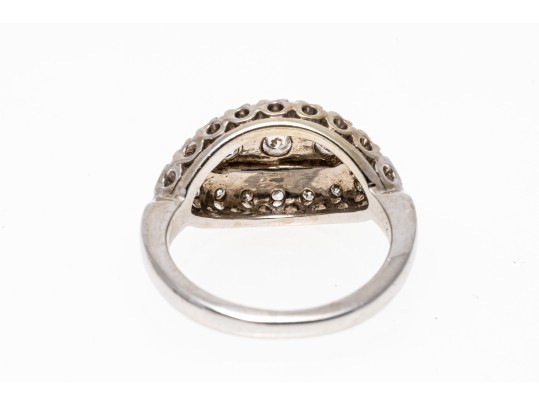 Stunning Diamond Set 14K White Gold Ring, Size 3