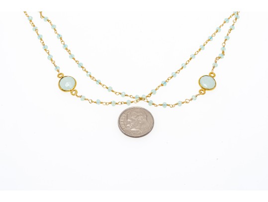 Sterling Vermeil And Blue Chalcedony Necklace