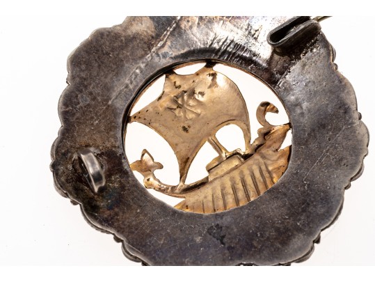 Fantastic Sterling Ship Brooch