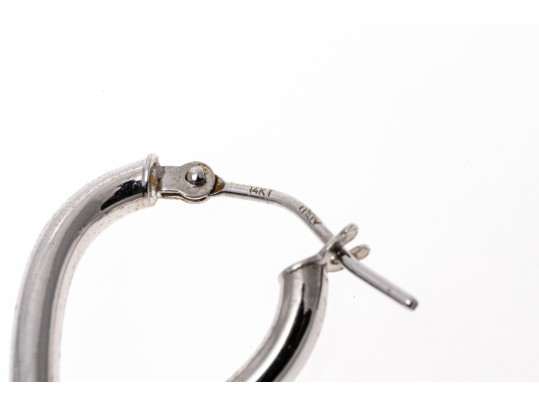 14k White Gold Elongated Twisted Electroform Earrings