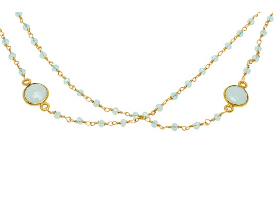 Sterling Vermeil And Blue Chalcedony Necklace