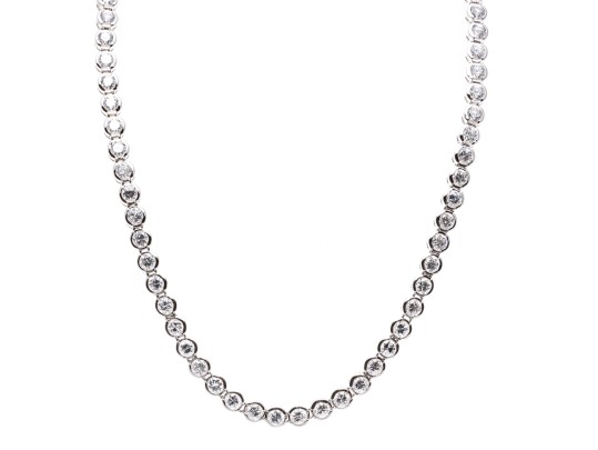 Sterling Silver And Zirconia Line Necklace