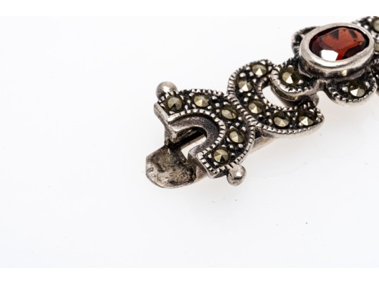 Colorful Stone And Marcasite Sterling Bracelet