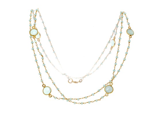 Sterling Vermeil And Blue Chalcedony Necklace