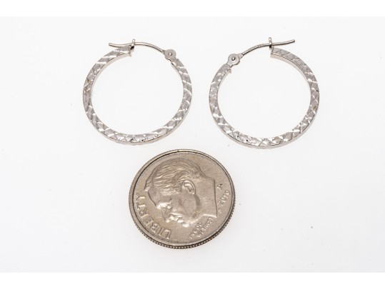 Simple 14K White Gold Hoop Earrings