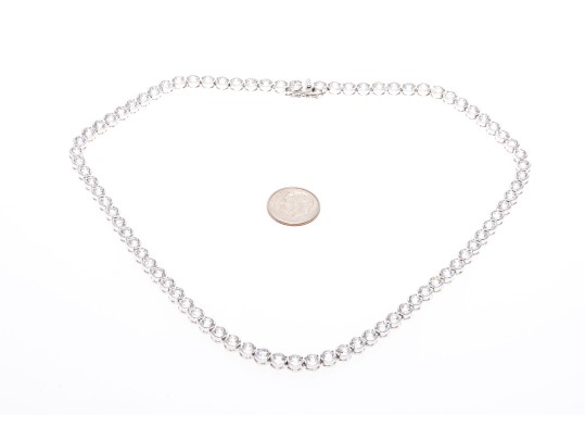 Sterling Silver And Zirconia Line Necklace