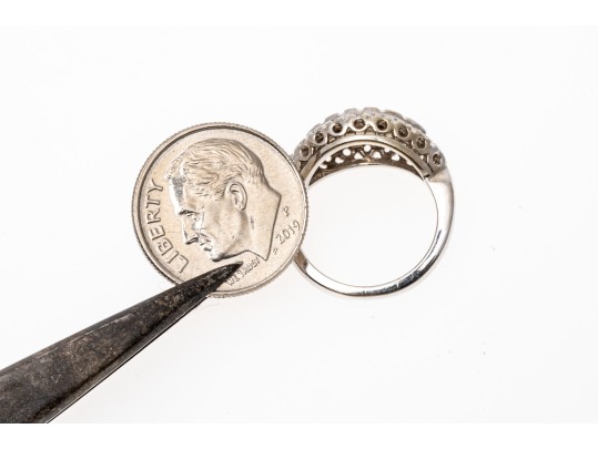 Stunning Diamond Set 14K White Gold Ring, Size 3