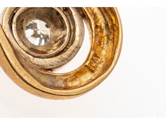 Single Brilliant Diamond 14K White And Yellow Gold Pendant