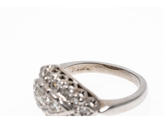 Stunning Diamond Set 14K White Gold Ring, Size 3