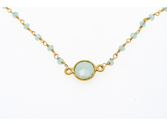 Sterling Vermeil And Blue Chalcedony Necklace