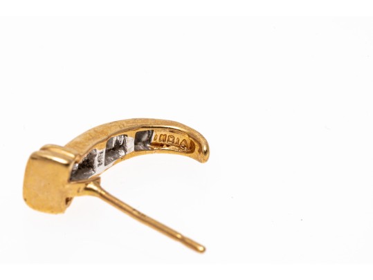 14k Yellow Gold Lovely Baguette Diamond Channel Set Hoop 