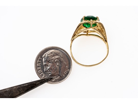 Delicate 14K Filigree And Diamond Cut Ring, Size 6