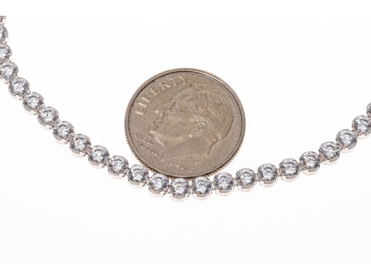 Sterling Silver Lovely Round Brilliant Cut CZ Line Bracelet