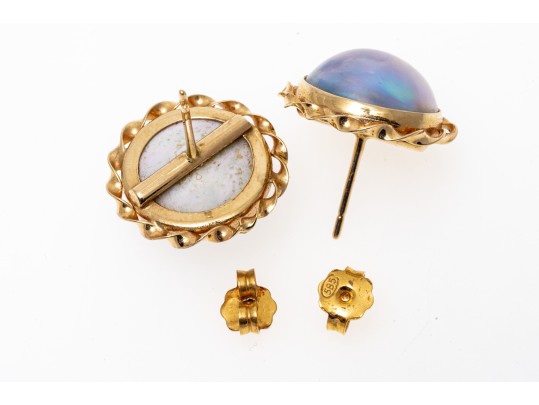 14K Grey Mabe Pearl Earrings