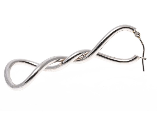 14k White Gold Elongated Twisted Electroform Earrings