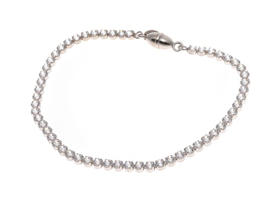 Sterling Silver Lovely Round Brilliant Cut CZ Line Bracelet