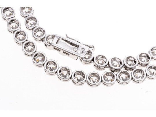 Sterling Silver And Zirconia Line Necklace