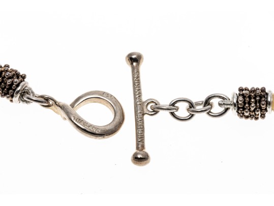 Unique Sterling And Cultured Pearl Strung Necklace