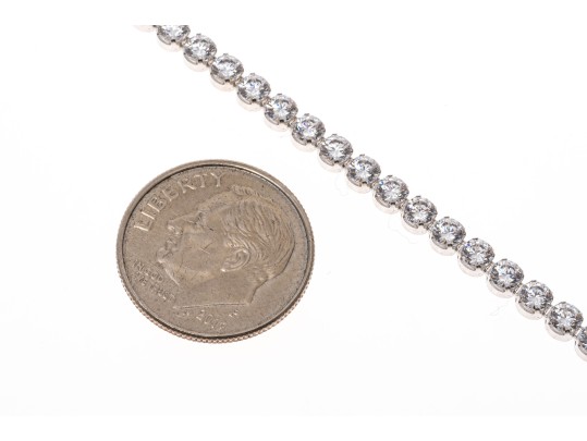 Sterling Silver Lovely Round Brilliant Cut CZ Line Bracelet