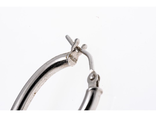 14k White Gold Elongated Twisted Electroform Earrings