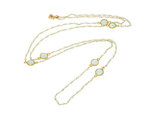 Sterling Vermeil And Blue Chalcedony Necklace