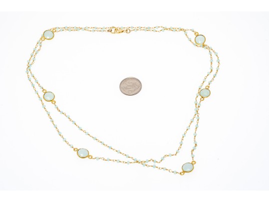 Sterling Vermeil And Blue Chalcedony Necklace