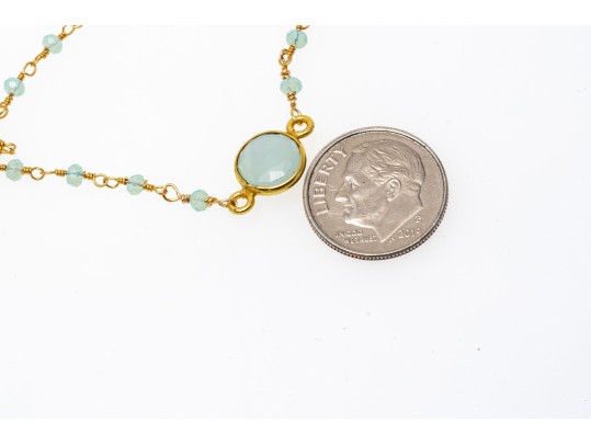 Sterling Vermeil And Blue Chalcedony Necklace