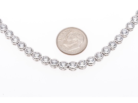 Sterling Silver And Zirconia Line Necklace