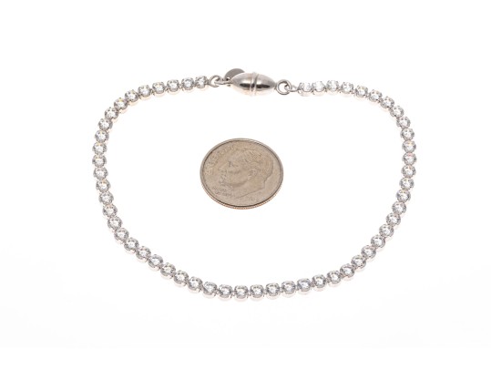 Sterling Silver Lovely Round Brilliant Cut CZ Line Bracelet