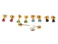 14k Yellow Gold Lot Of Five Stud Earrings, Including Blue Topaz, Rubies